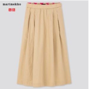 Marimekko Uniqlo beige linen cotton midi skirt